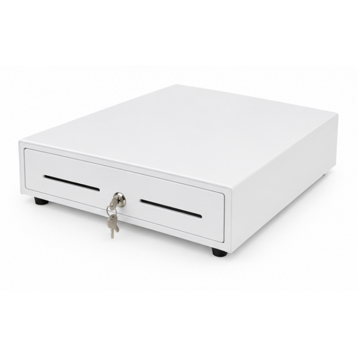 Sertar de bani Adpos HS360A-WHITE, 4B/8M, 6V, RJ11, alb (Șină Metalică)