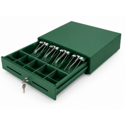 Sertar de bani Adpos HS360A-GREEN, 4B/8M, 6V, RJ11, verde (Șină Metalică)