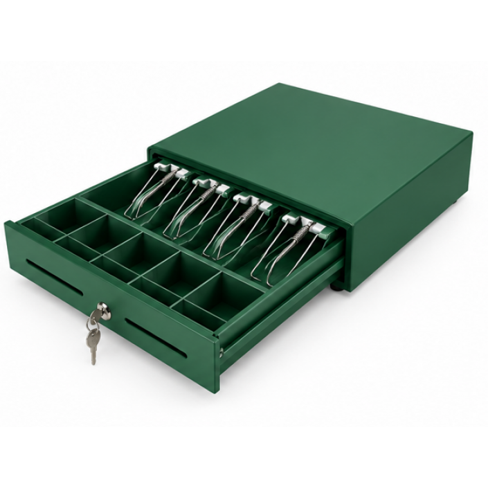 Sertar de bani Adpos HS360A-GREEN, 4B/8M, 6V, RJ11, verde (Șină Metalică)